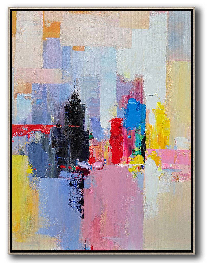 Palette Knife Abstract Skyline Art #L31B - Click Image to Close